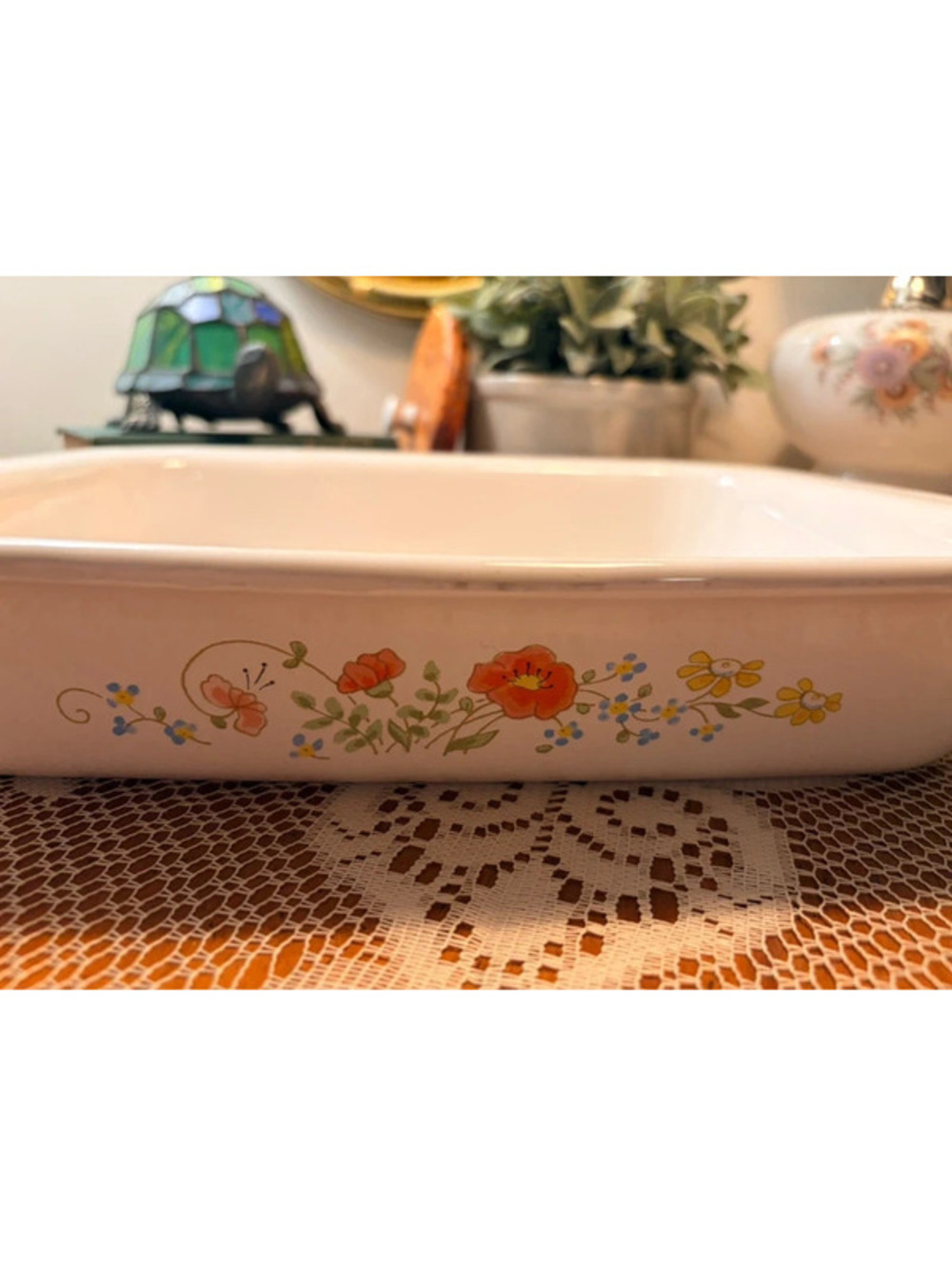 Vintage Corning Ware A-21 Floral Bouquet Rectangular Baking Dish 12.25”